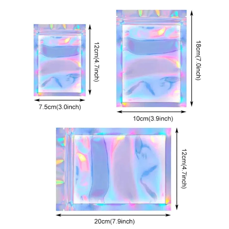 100pcs Translucent Zip Lock Bags Holographic Storage Bag Xmas Gift Packaging Socks Sexy Lingerie Glove Cosmetics
