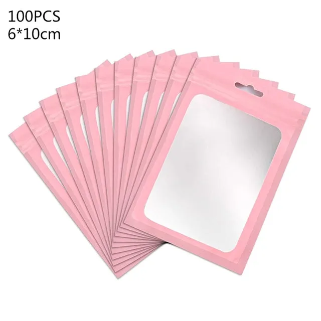 100pcs Translucent Zip Lock Bags Holographic Storage Bag Xmas Gift Packaging Socks Sexy Lingerie Glove Cosmetics