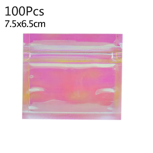 100pcs Translucent Zip Lock Bags Holographic Storage Bag Xmas Gift Packaging Socks Sexy Lingerie Glove Cosmetics