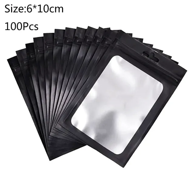 100pcs Translucent Zip Lock Bags Holographic Storage Bag Xmas Gift Packaging Socks Sexy Lingerie Glove Cosmetics