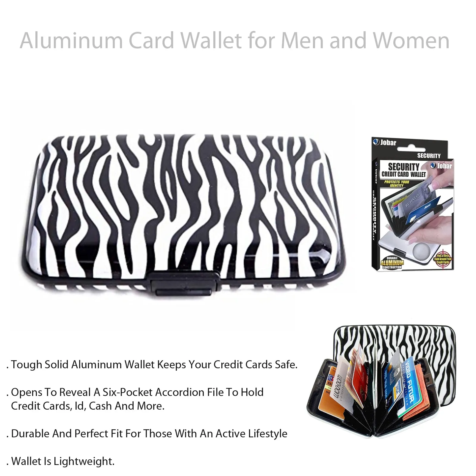 Aluminum Card Wallet - Unique and Durable - Zebra