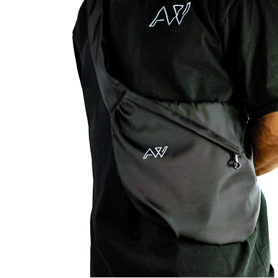 AW Unisex Moon Sling Bag in Black Nylon