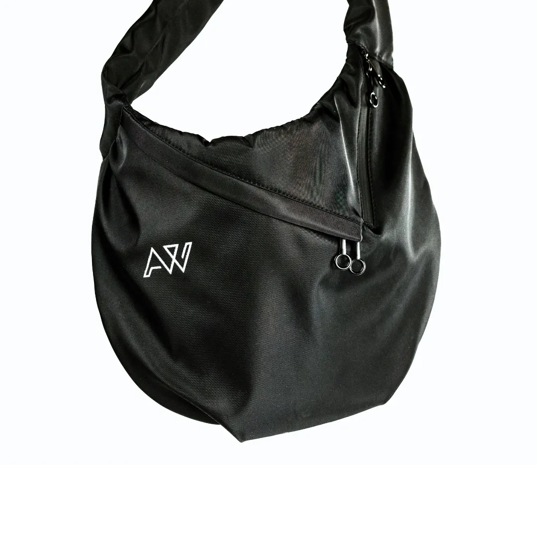 AW Unisex Moon Sling Bag in Black Nylon