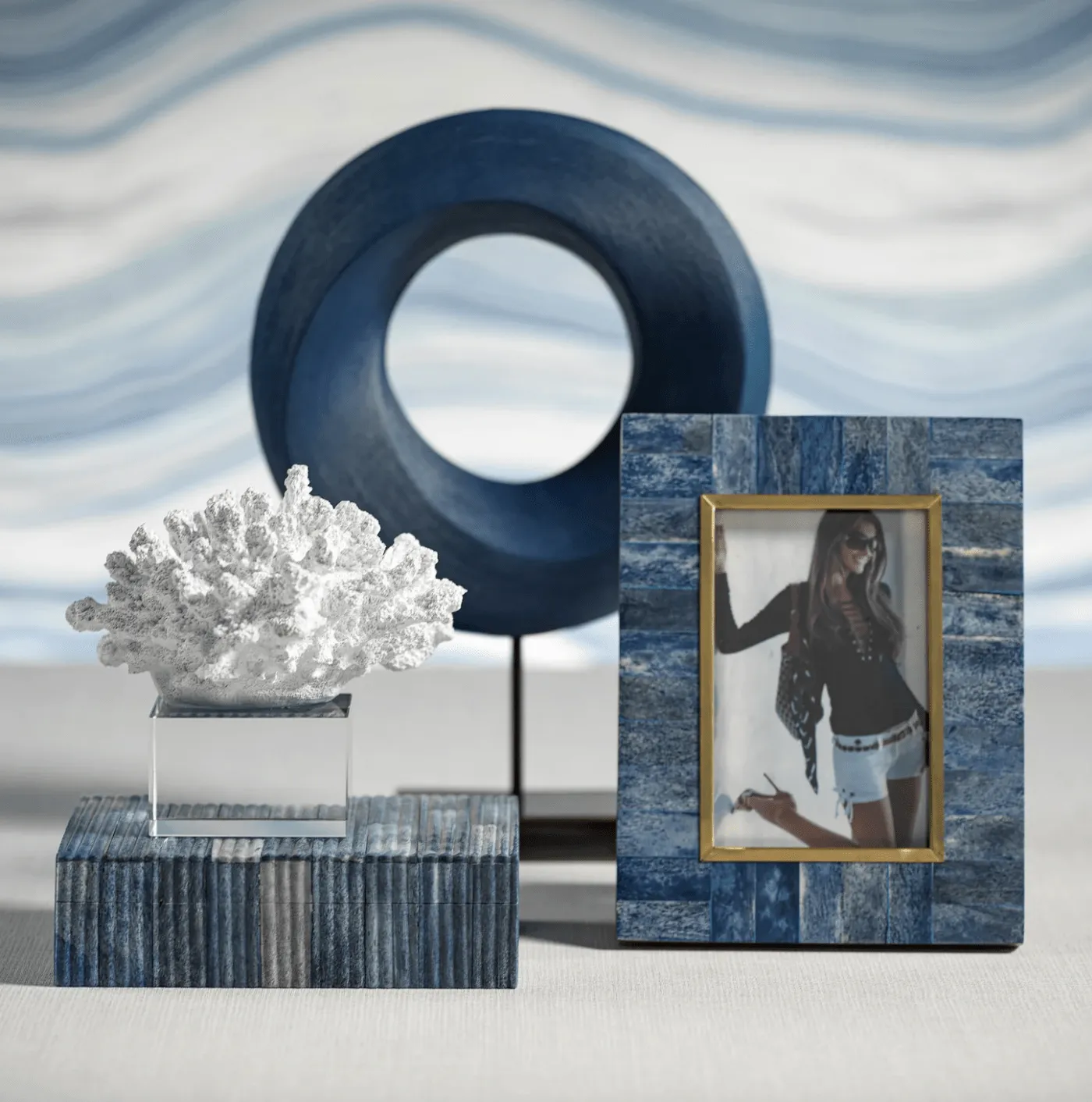 Biarritz Blue/Bone Picture Frame - 5x7
