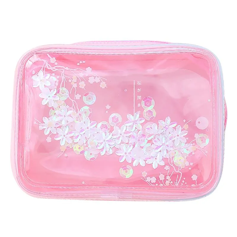 Cherry Blossom Quicksand Cosmetics Bag