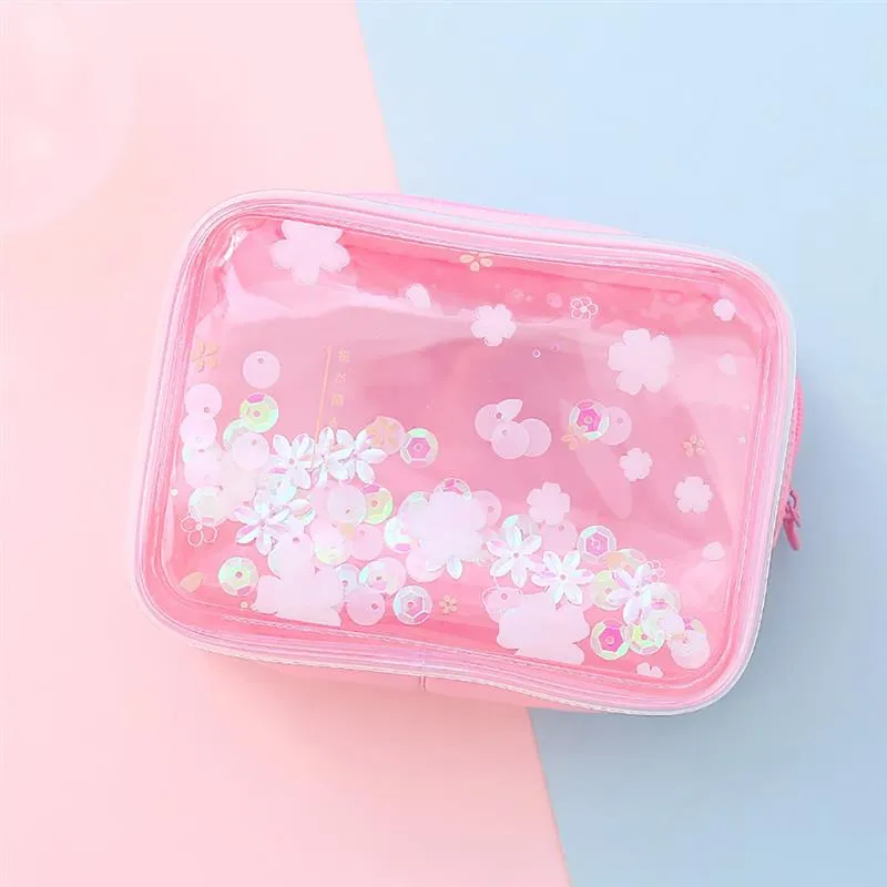 Cherry Blossom Quicksand Cosmetics Bag