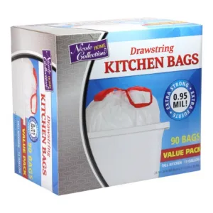 Drawstring Kitchen Trash Bags White 90 Count 13 Gallon