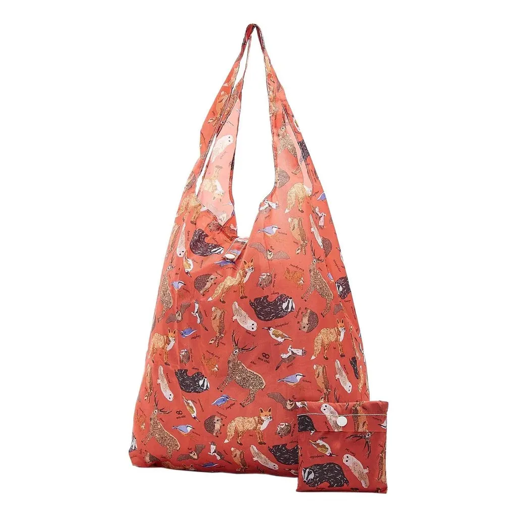 Eco Chic Lightweight Foldable Reusable Shopping Bag Woodland Red
