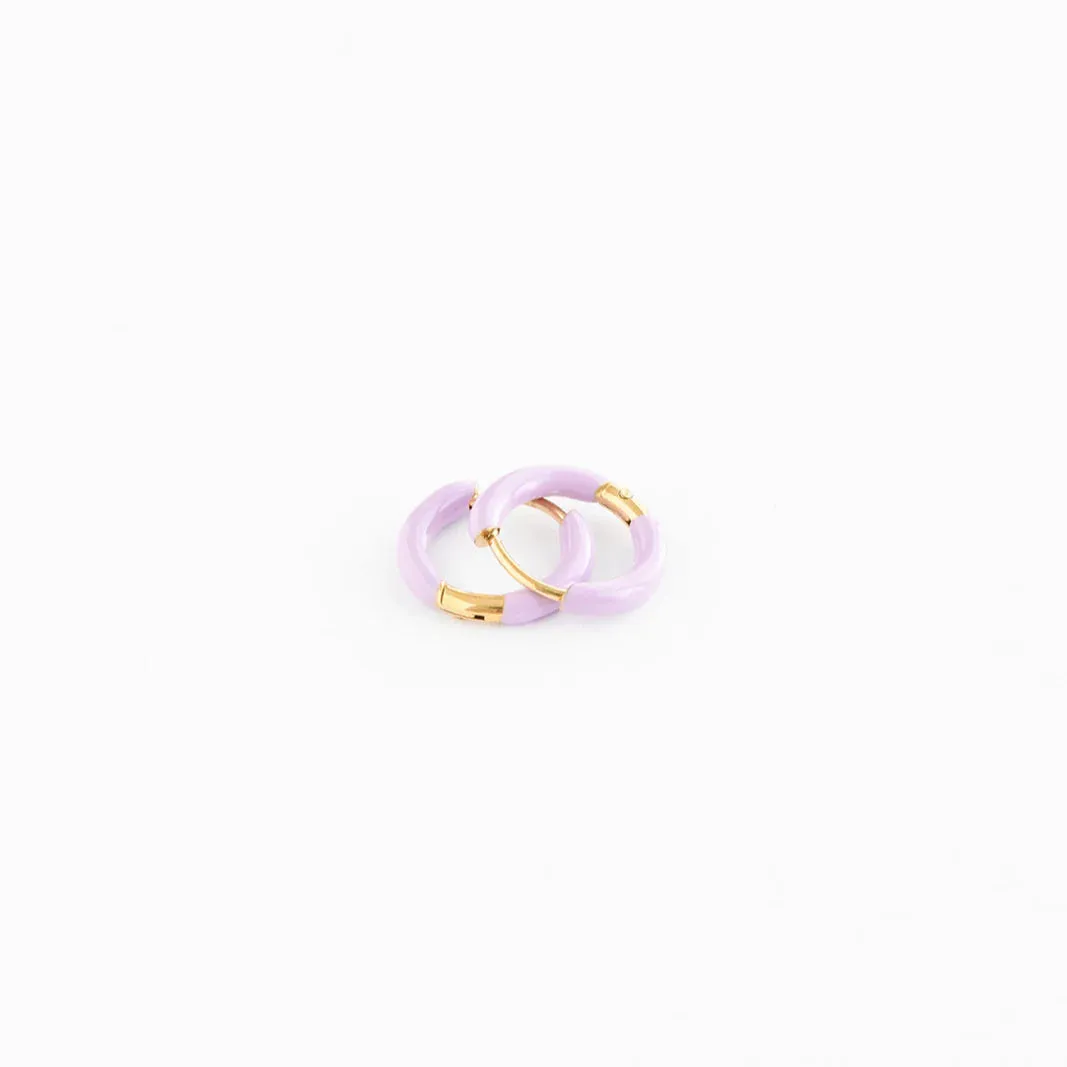 Enamel Hoop Earring - Lilac