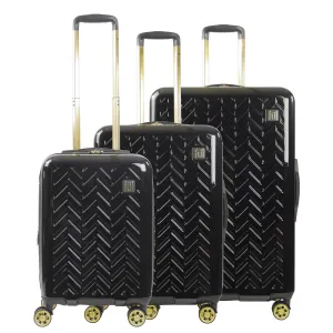 Ful Groove Expandable Hardside Spinner 3 Pc Luggage Set - Black