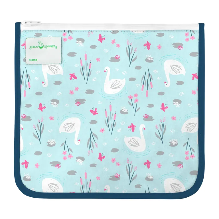 Green Sprouts Reusable Insulated Sandwich Bags (2 Pack) - Swan