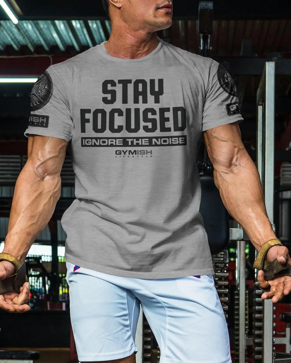 Gymish Lifestyle Stay Focused Mens Bodybuilding T-Shirts Graphic Tees Short Sleeve Workout Shirt