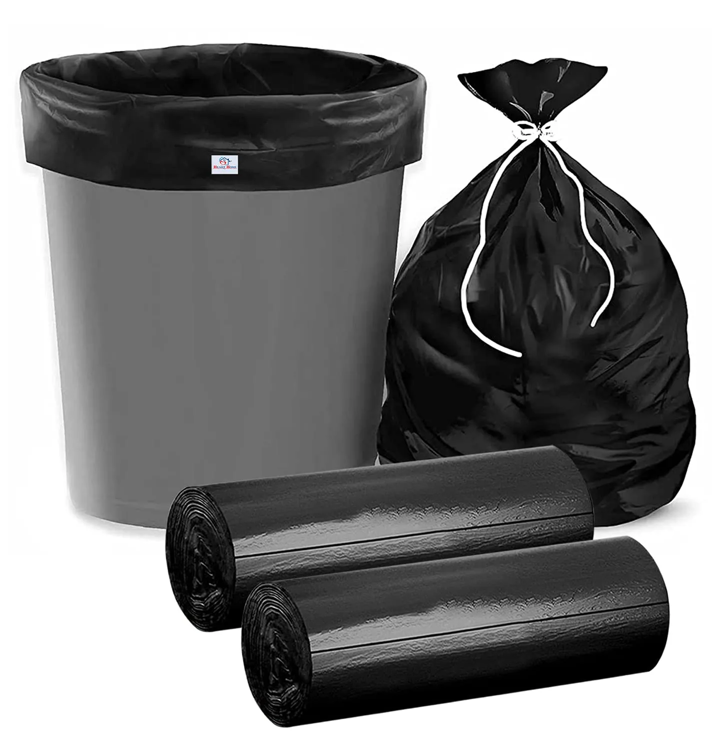 Heart Home Small 60 Garbage Bags/Dustbin Bags, 17x19 Inches (Black)-HS41HEARTHH24003