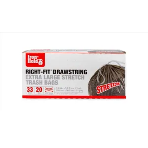 Iron-Hold Right-Fit 33 gal Trash Bags Drawstring 20 pk 1.3 mil