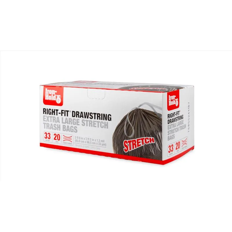 Iron-Hold Right-Fit 33 gal Trash Bags Drawstring 20 pk 1.3 mil