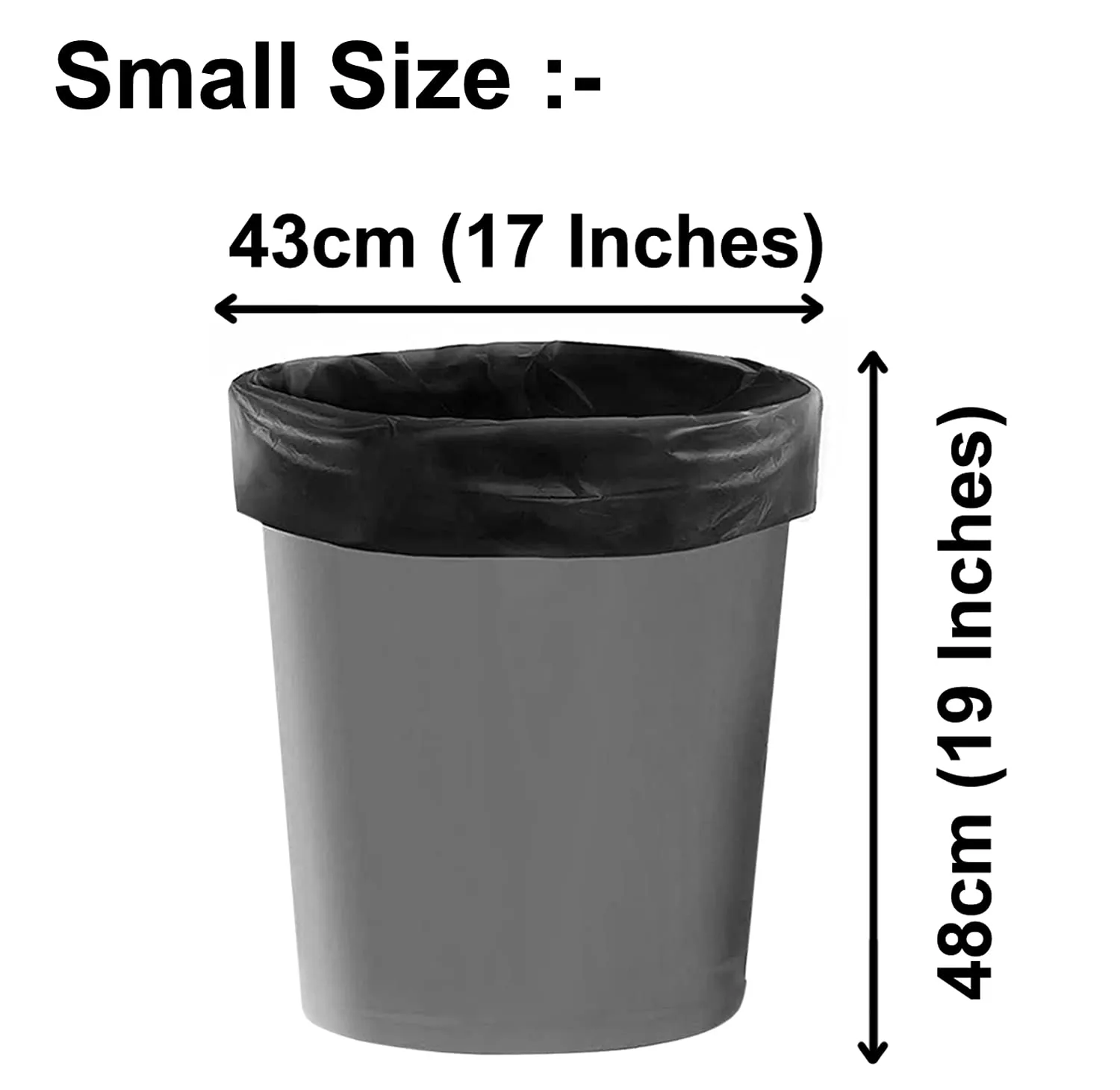 Kuber Industries Small 180 Garbage Bags/Dustbin Bags, 17x19 Inches (Black)-HS41KUBMART24011