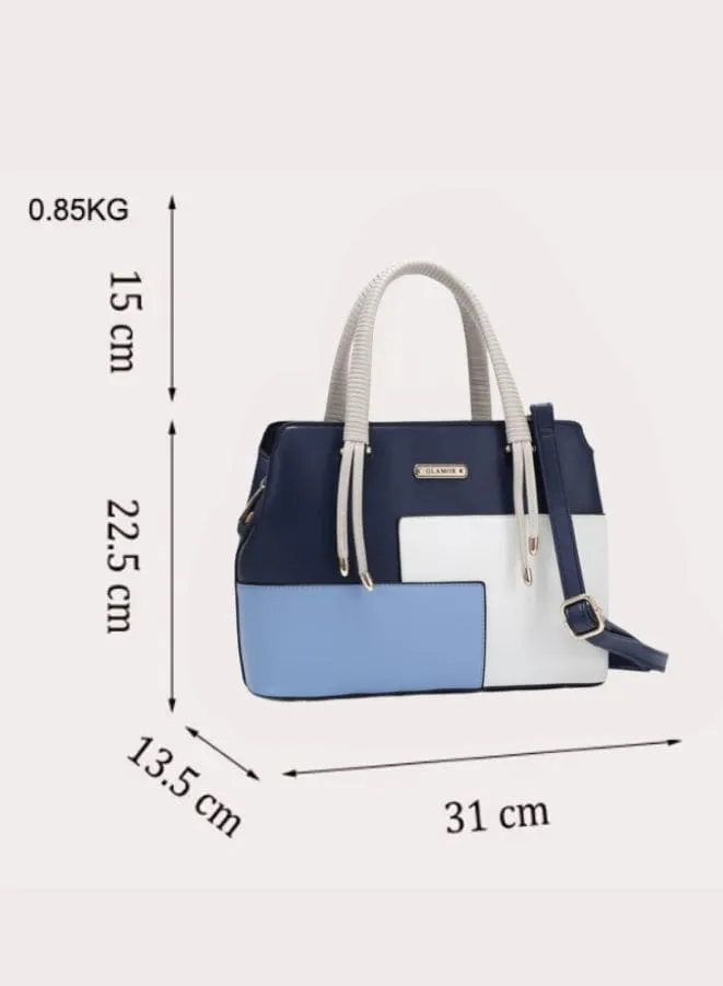 Minimalist Tri Color  Shoulder Bag with Detachable Strap