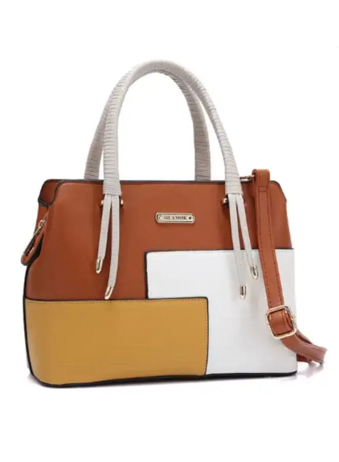 Minimalist Tri Color  Shoulder Bag with Detachable Strap