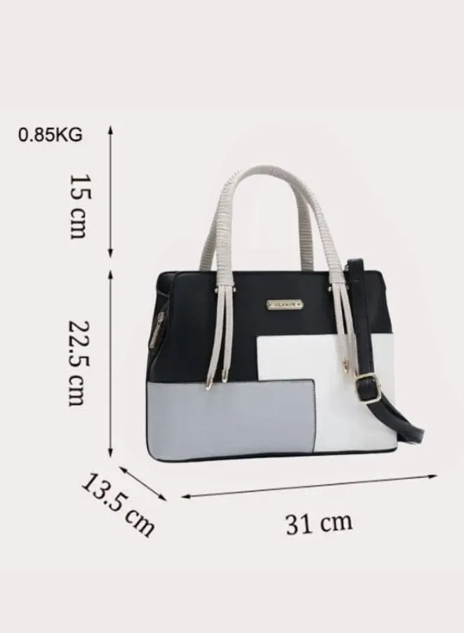 Minimalist Tri Color  Shoulder Bag with Detachable Strap