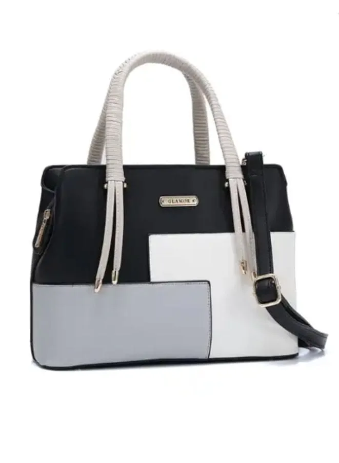 Minimalist Tri Color  Shoulder Bag with Detachable Strap