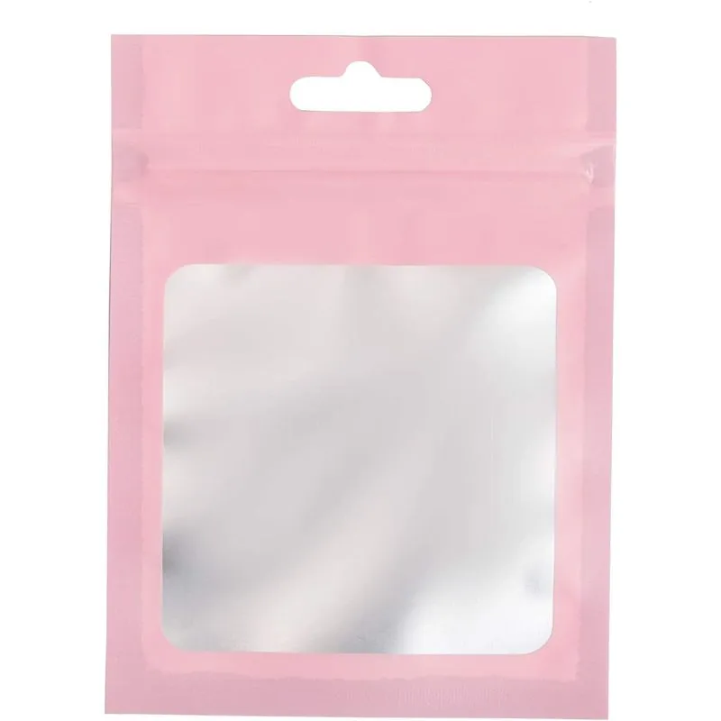 Pink Resealable Plastic Bags, Clear Storage Bag (3.5 x 4.7 in, 120 Pack)