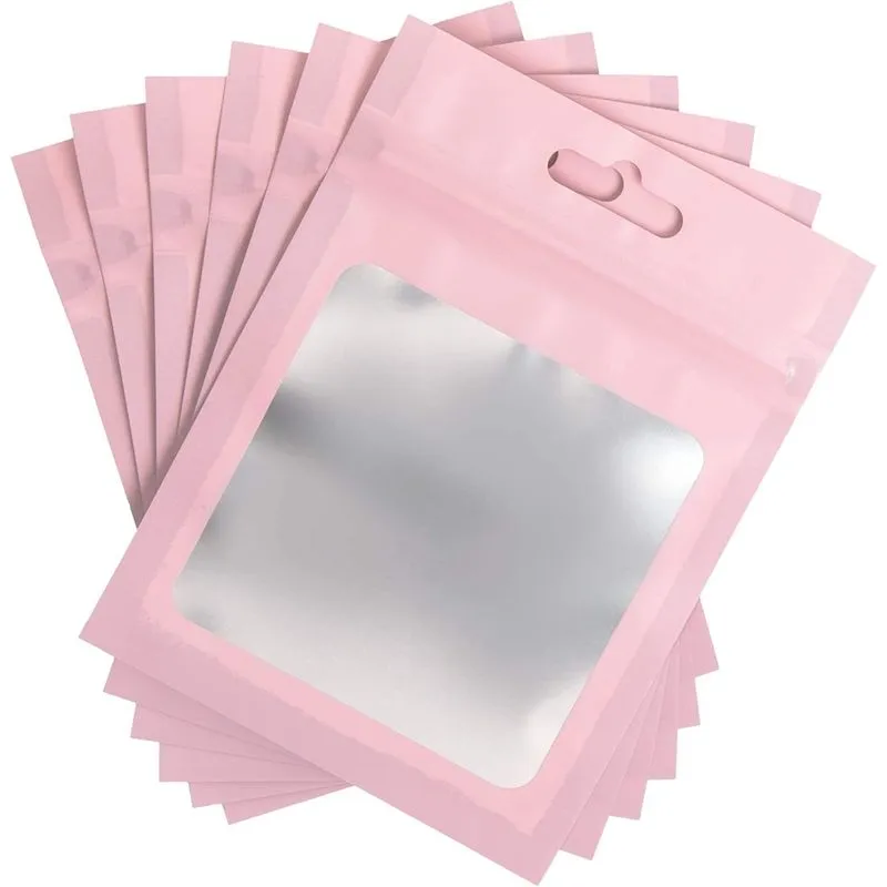 Pink Resealable Plastic Bags, Clear Storage Bag (3.5 x 4.7 in, 120 Pack)