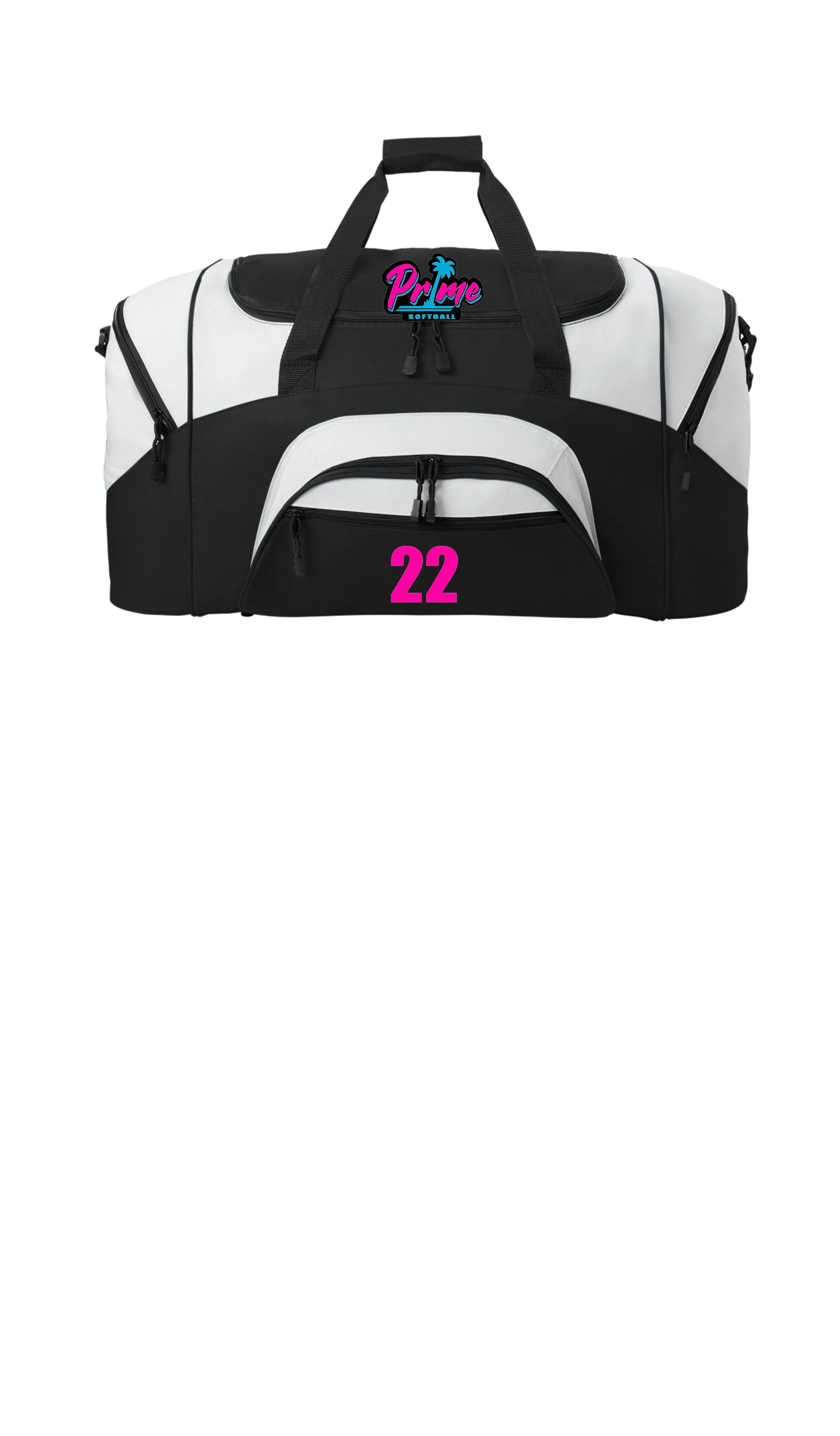 PRIME SOFTBALL TEAM DUFFEL TRAVEL BAG 13X27X13 W/ NUMBER