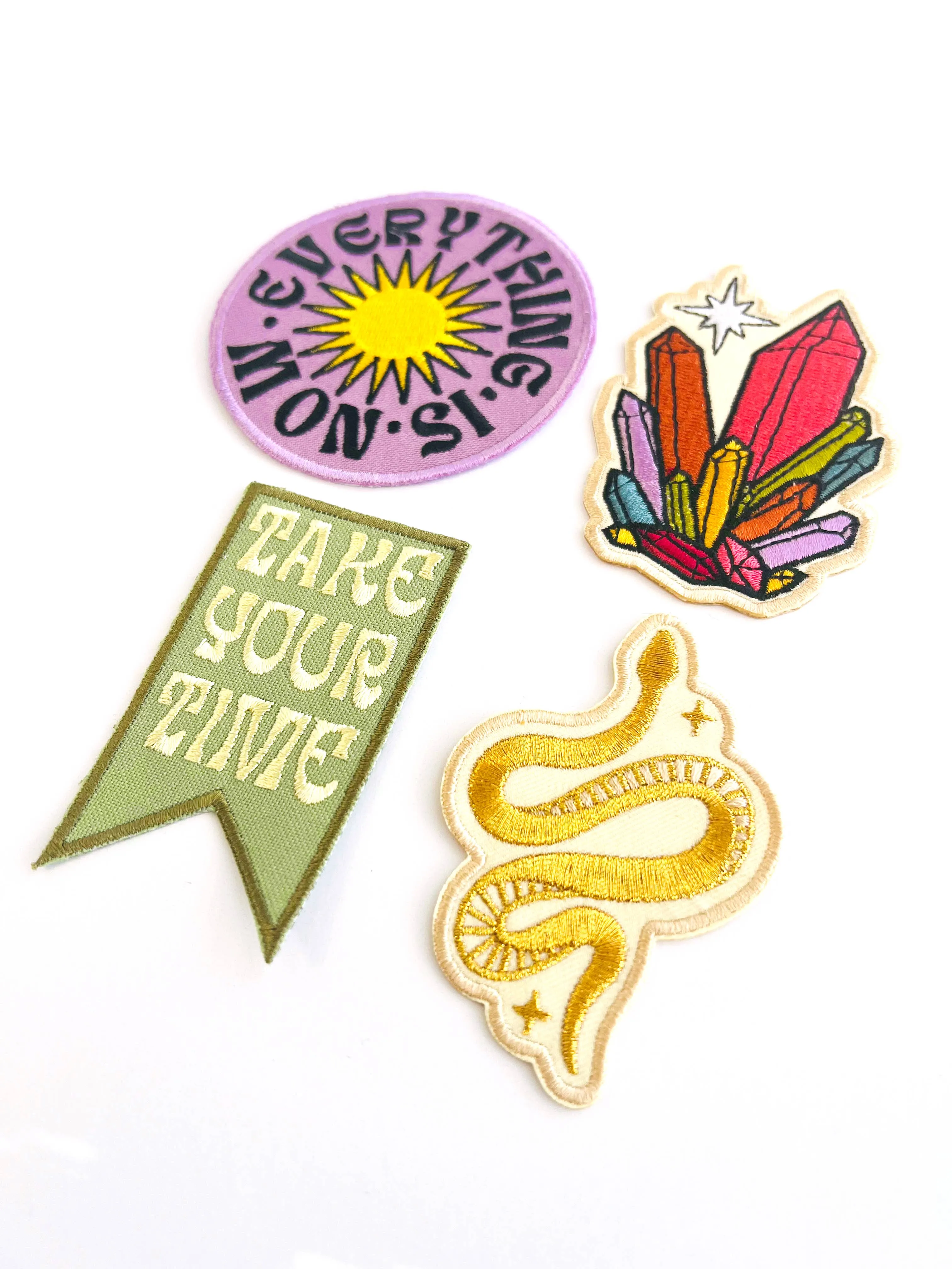 Rainbow Crystals Embroidered Iron-on Patch, Trendy, Colorful