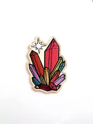 Rainbow Crystals Embroidered Iron-on Patch, Trendy, Colorful