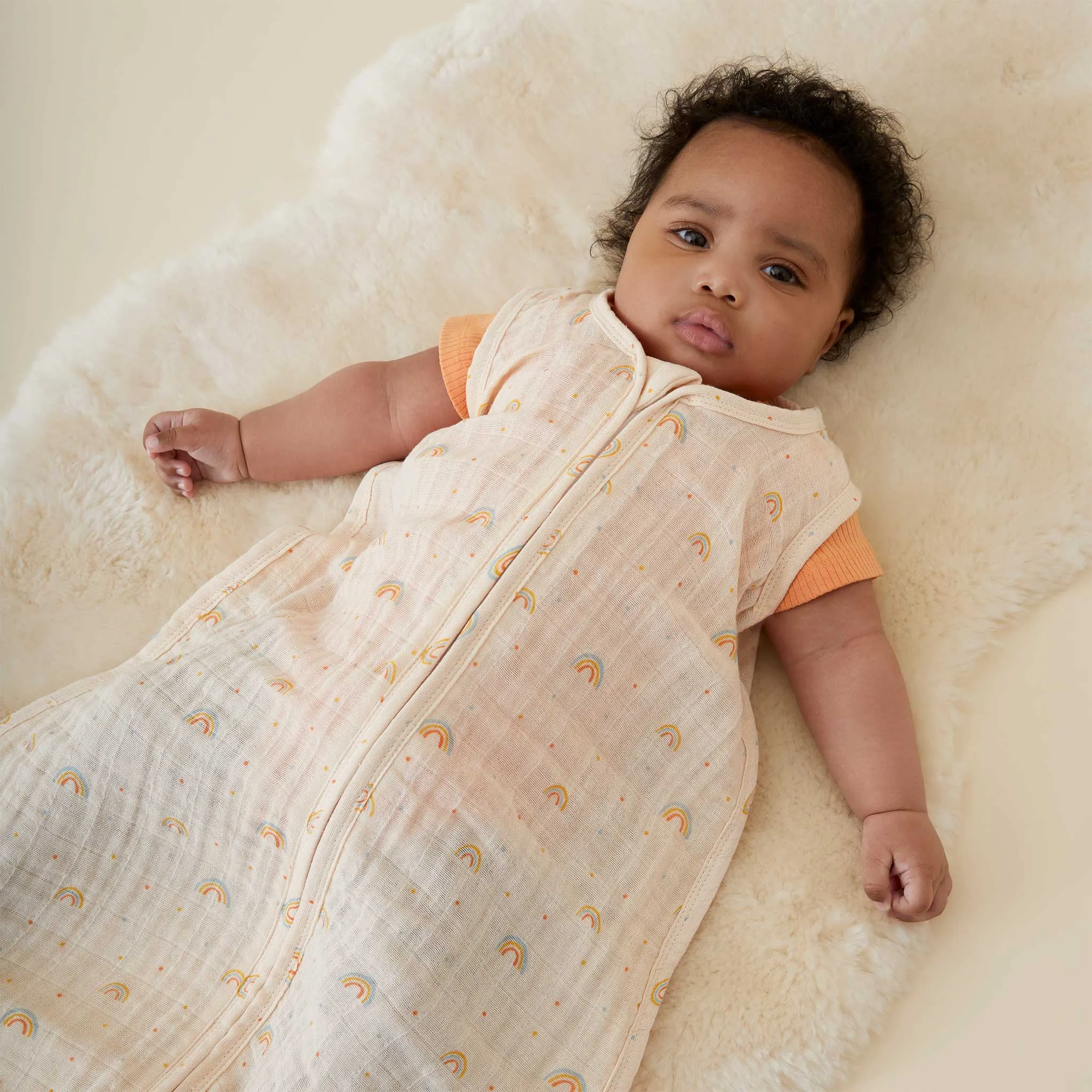 Rainbow Print Muslin Front Opening Sleep Sack 0.5 TOG