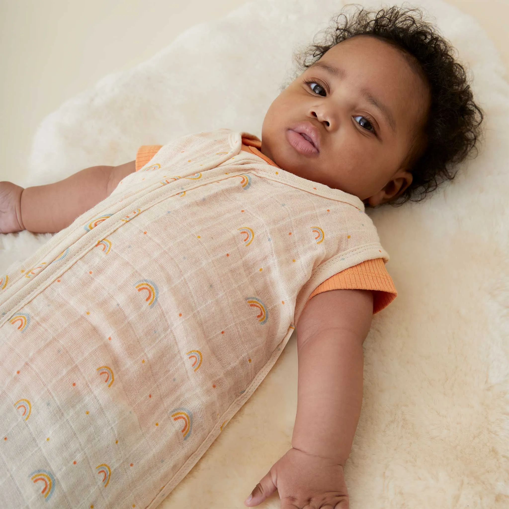 Rainbow Print Muslin Front Opening Sleep Sack 0.5 TOG