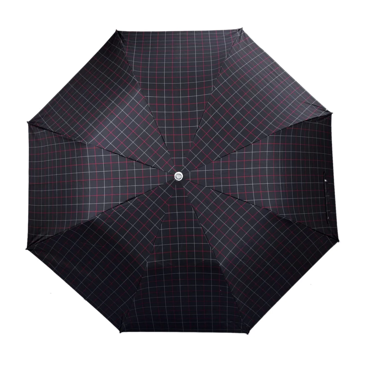 THE CLOWNFISH Umbrella Drizzle Series 2- Fold Auto Open Waterproof Pongee Umbrellas For Men and Women (Checks Design- Dark Pink)