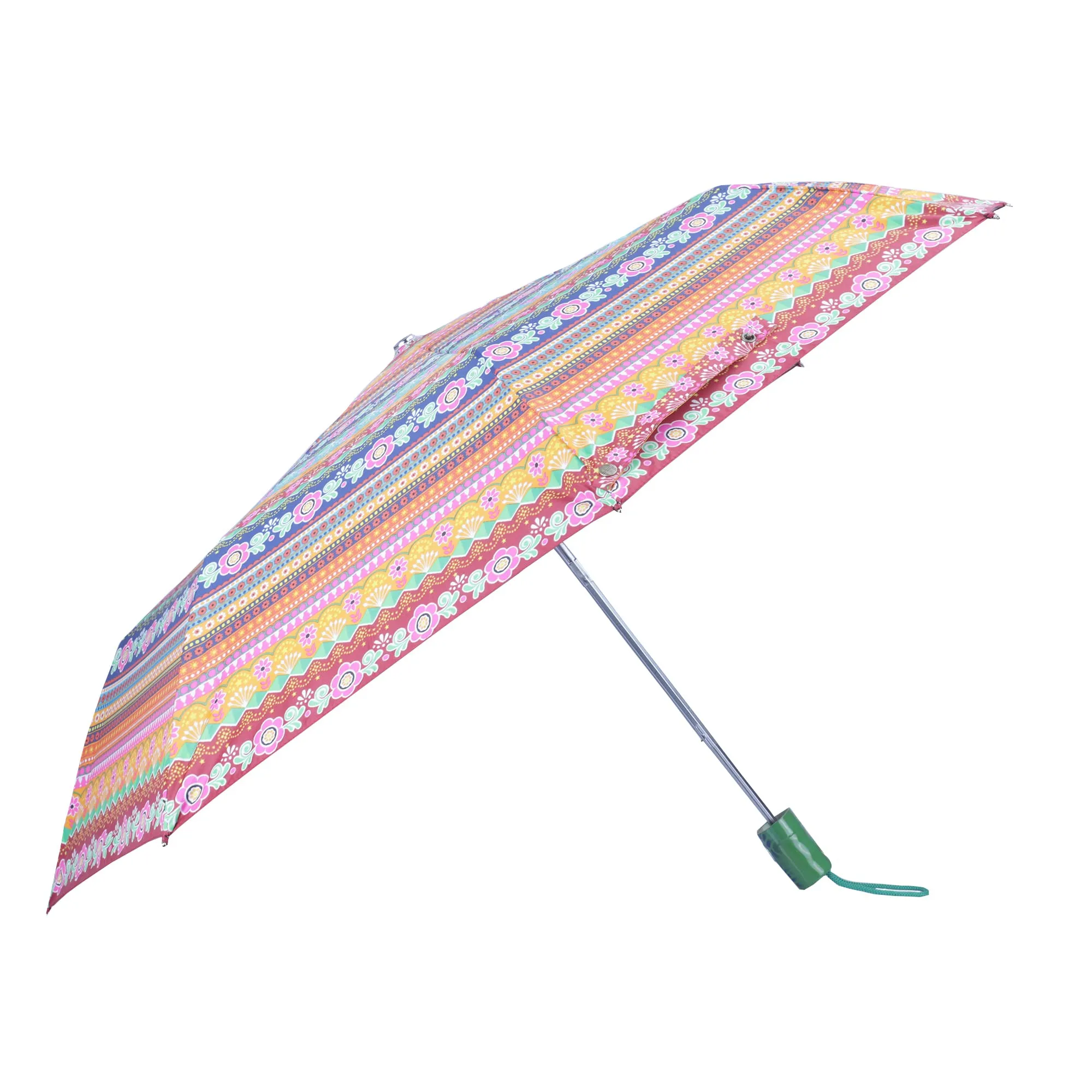 THE CLOWNFISH Umbrella Octagon Series 3 Fold Auto Open Waterproof Water Repellent Nylon Double Coated Silver Lined Umbrellas For Men and Women (Multicolour-Green Handle)