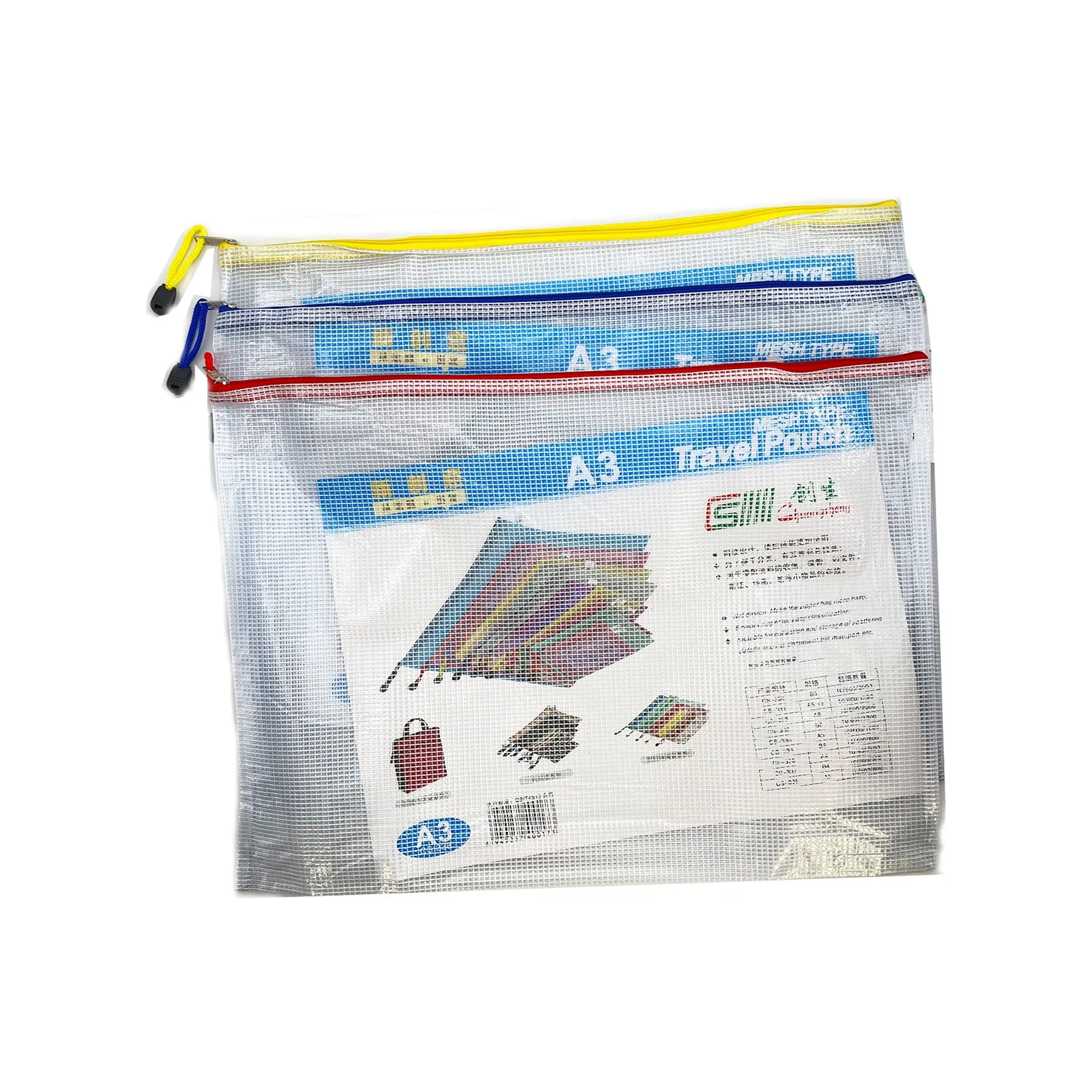 Universal Crafts Waterproof Storage Bags with Zipper A3 - 1 Pack - 32.8cm x 44.7cm - White with Assorted Zip
