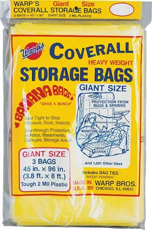 Wrap's Banana Bags CB-45 Storage Bag, Giant, Plastic, Yellow, 45 in L, 96 in W, 2 mil Thick :PK  3: QUANTITY: 1