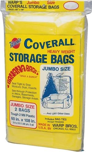 Wrap's Banana Bags CB-60 Storage Bag, Jumbo, Plastic, Yellow, 60 in L, 108 in W, 2 mil Thick :PK 2: QUANTITY: 1