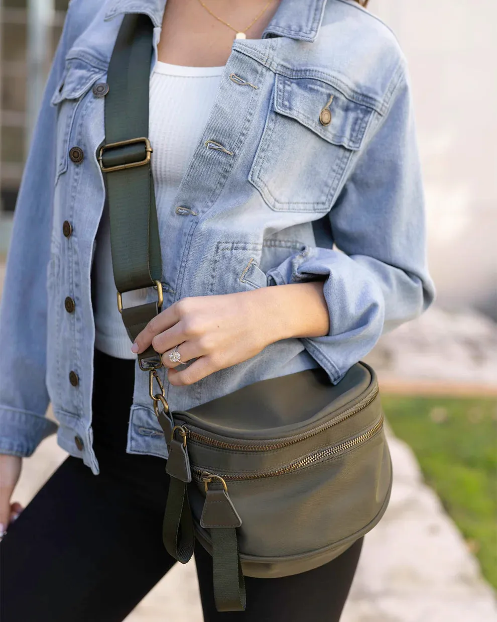 Zippered Belt Bag by Grace & Lace - Olive